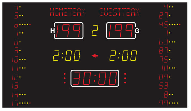 Resultattavla NAUTRONIC NA2662TP, basket, textremsa för lagnamn + pil