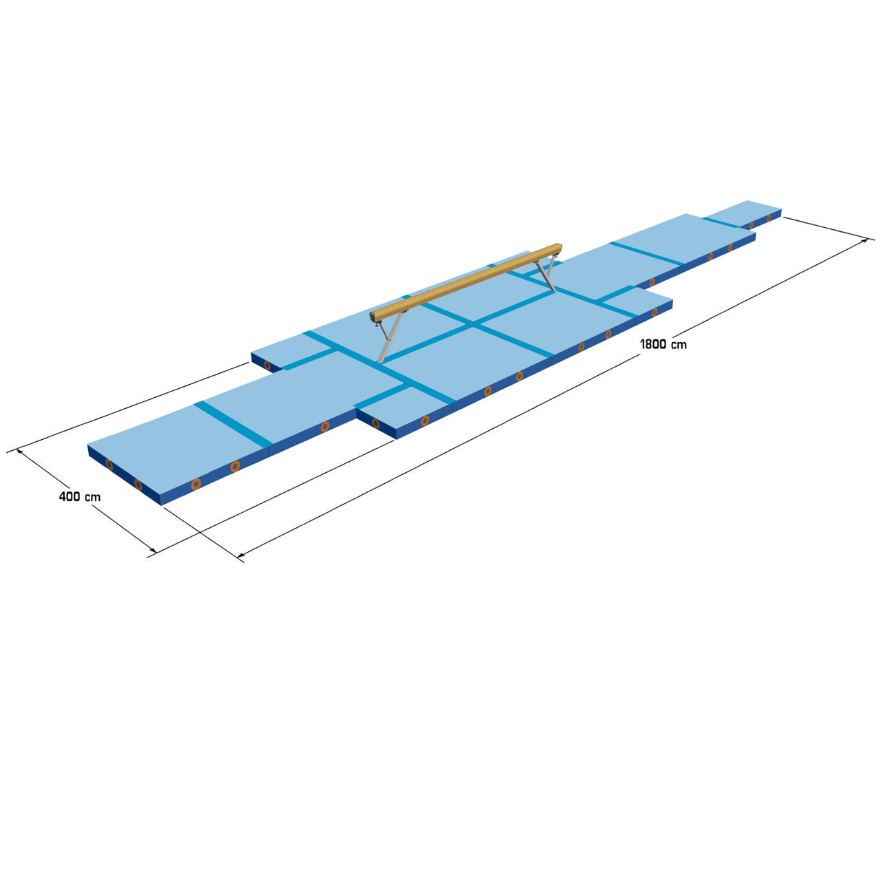 Set av mattor till SPIETH balansbom, fig 18000x4000x200 mm