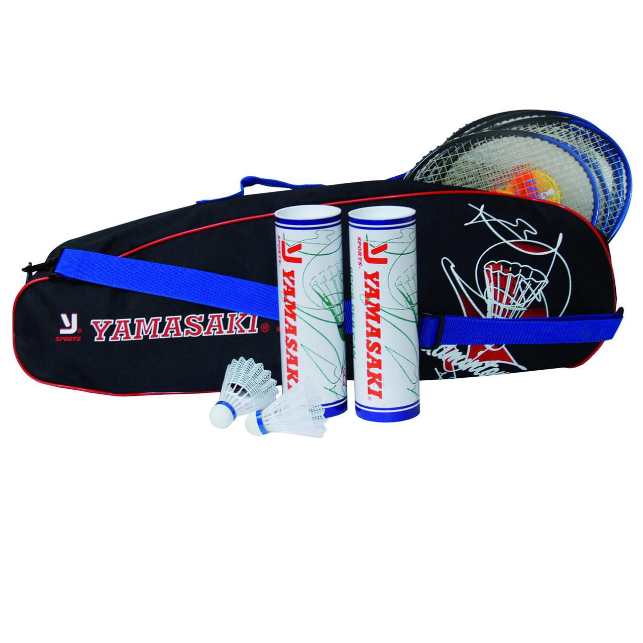 Badmintonset YAMASAKI, 10 rack + 12 bollar + väska
