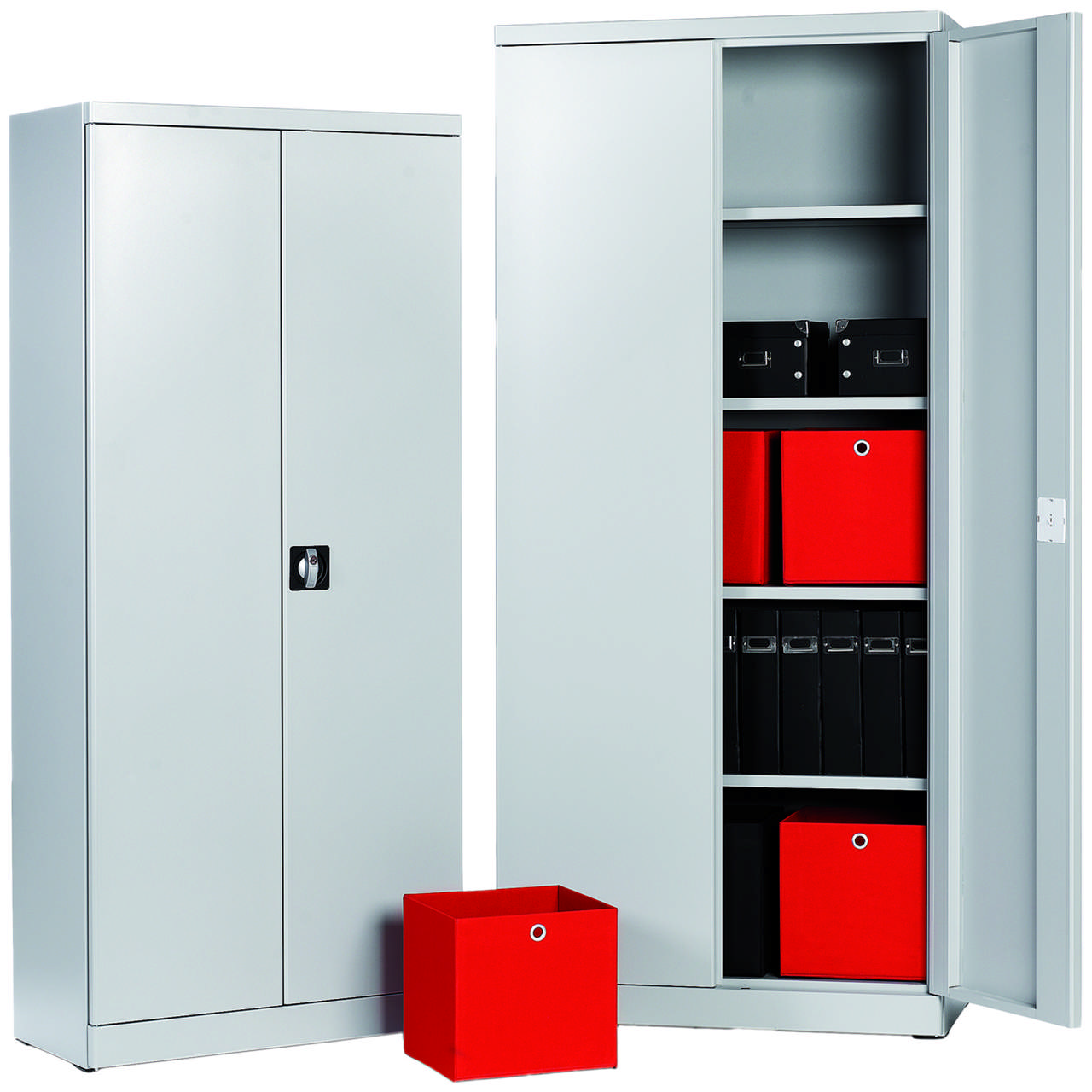 Materialskåp 2-in-1, 2 skåp med vardera 4 hyllor