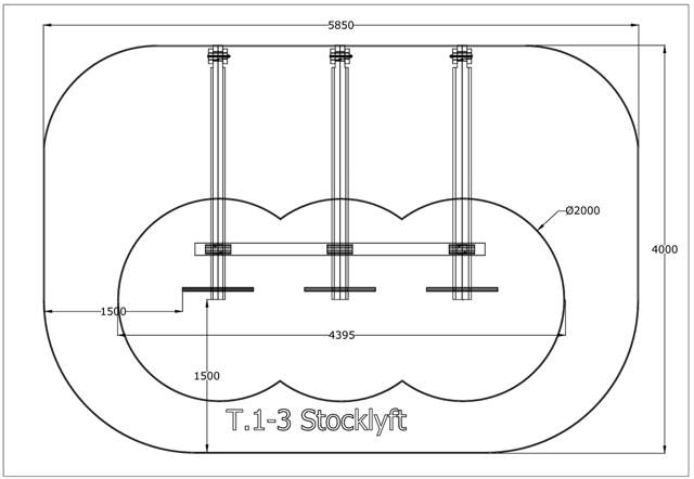 Stocklyft, 3 st stockar med olika vikt
