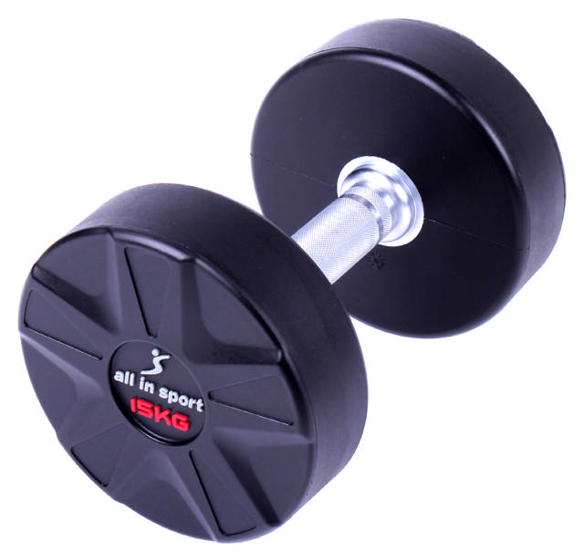 Helgjuten PU hantel 15Kg