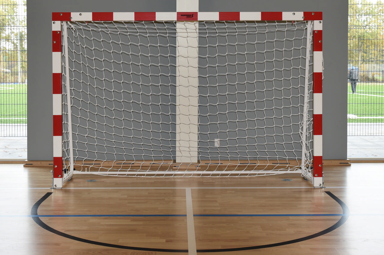 Minihandbollsmål DK fristående, h1600 b2400 d300/600  röd/vit