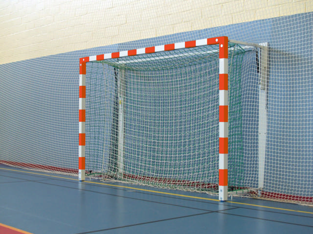 Handball goal UNISPORT hoistable 1-1,5 m protusion