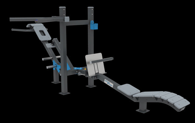 Kombination bål- och ryggträning med dips på stång