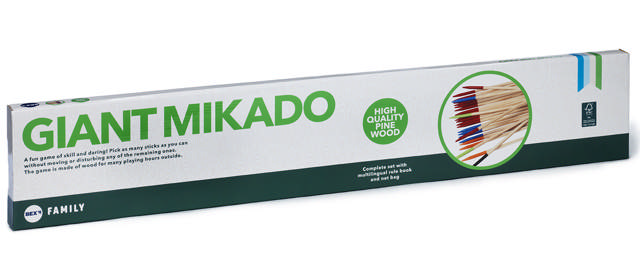 Jättitikkupeli, 25 puukeppiä, pituus 100 cm