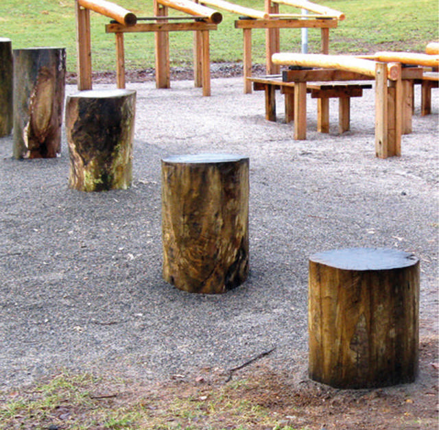 Upphopps stubbar, 4st olika höjder diam >40cm