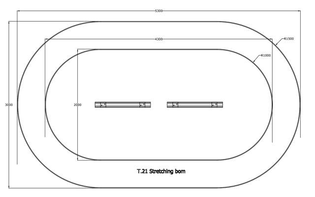 Stretchbom, ingår en hög och en låg bom