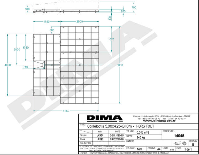 Galvaniseret platform til stangspringsmadras DIMA