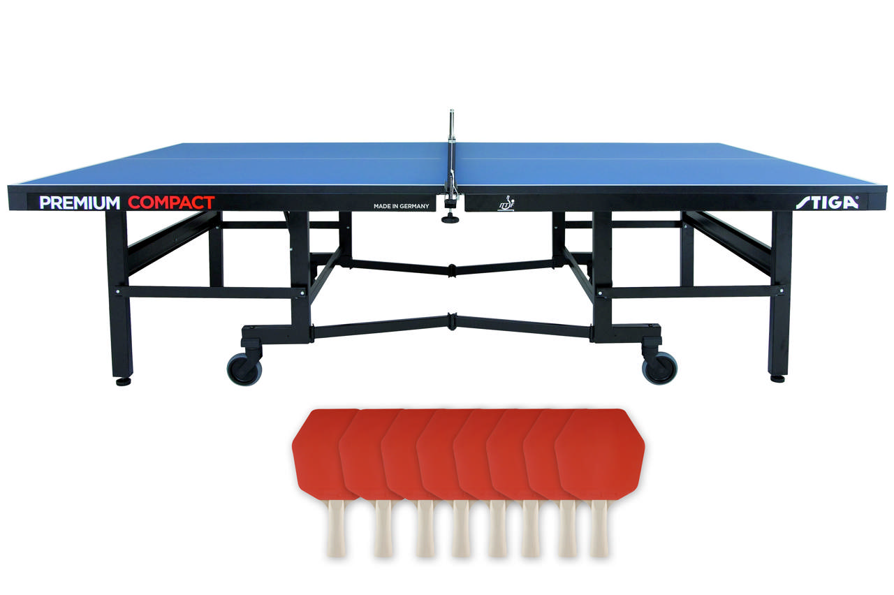 Bordtennisbord STIGA Premium Compact, inkl nät (clip) + 8 rack (cybershape hobby), ittf