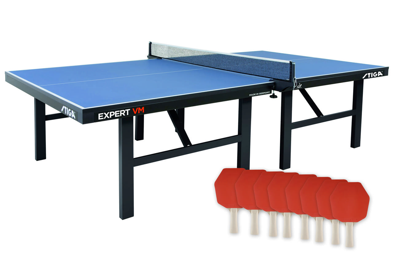 Bordtennisbord STIGA Expert VM, inkl nät (clip) + 8 rack (cybershape hobby), ittf
